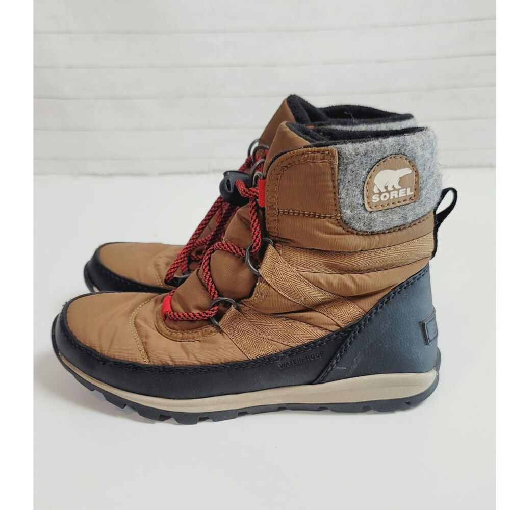 Sorel Whitney Insulated Waterproof Girls Boots in Tan, sz 3
